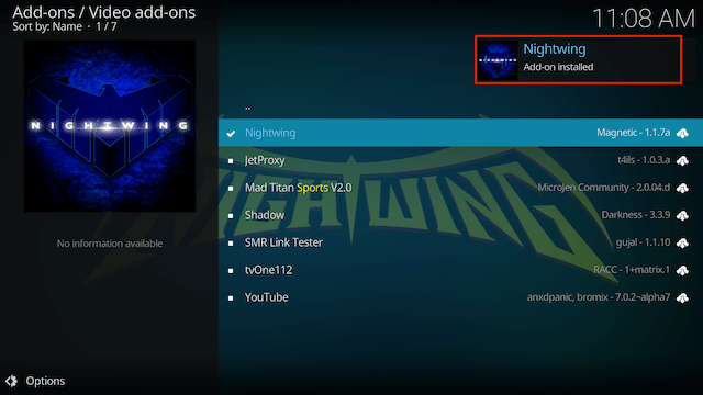 How to Install Nightwing Kodi